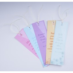 5 laminated bookmarks with rope